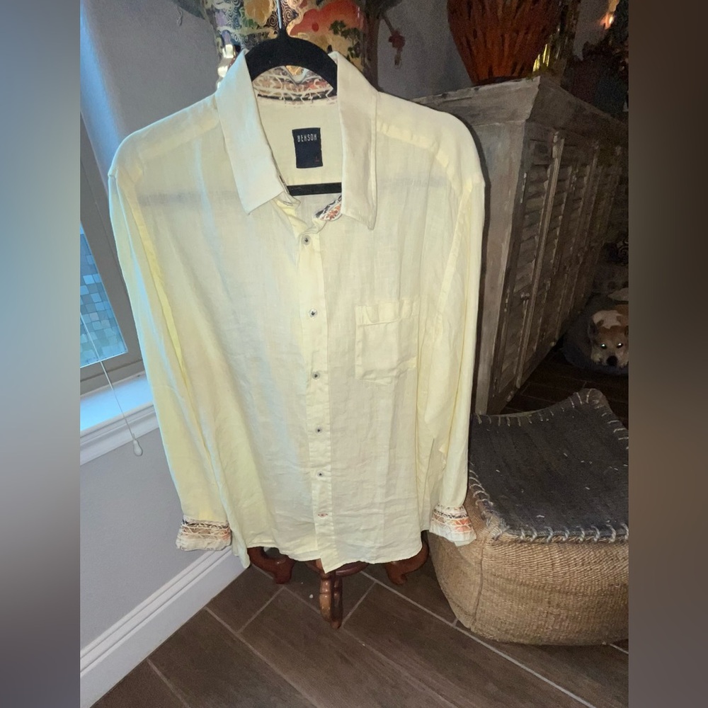Unisex size large linen button down shirt by Benson